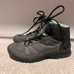 Quechua Dark Gray and Mint Hiking Boots